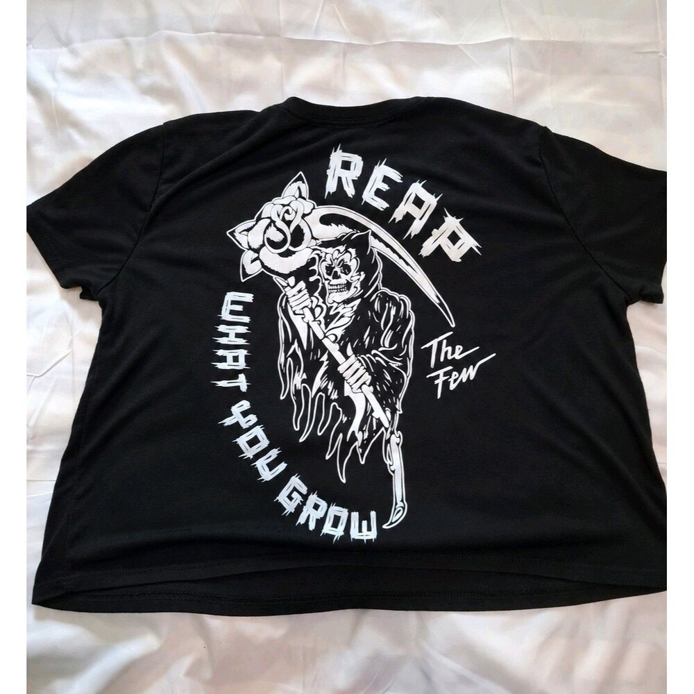Few Will Hunt Cropped T Shirt Top Women Size M Black Made In USA